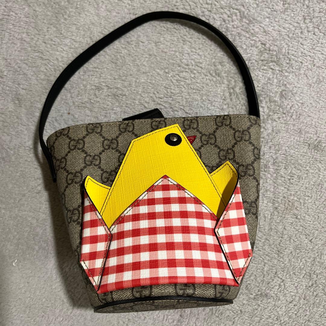 GUCCI】チルドレンズ GGスプリーム PVC×レザー ハンドバッ