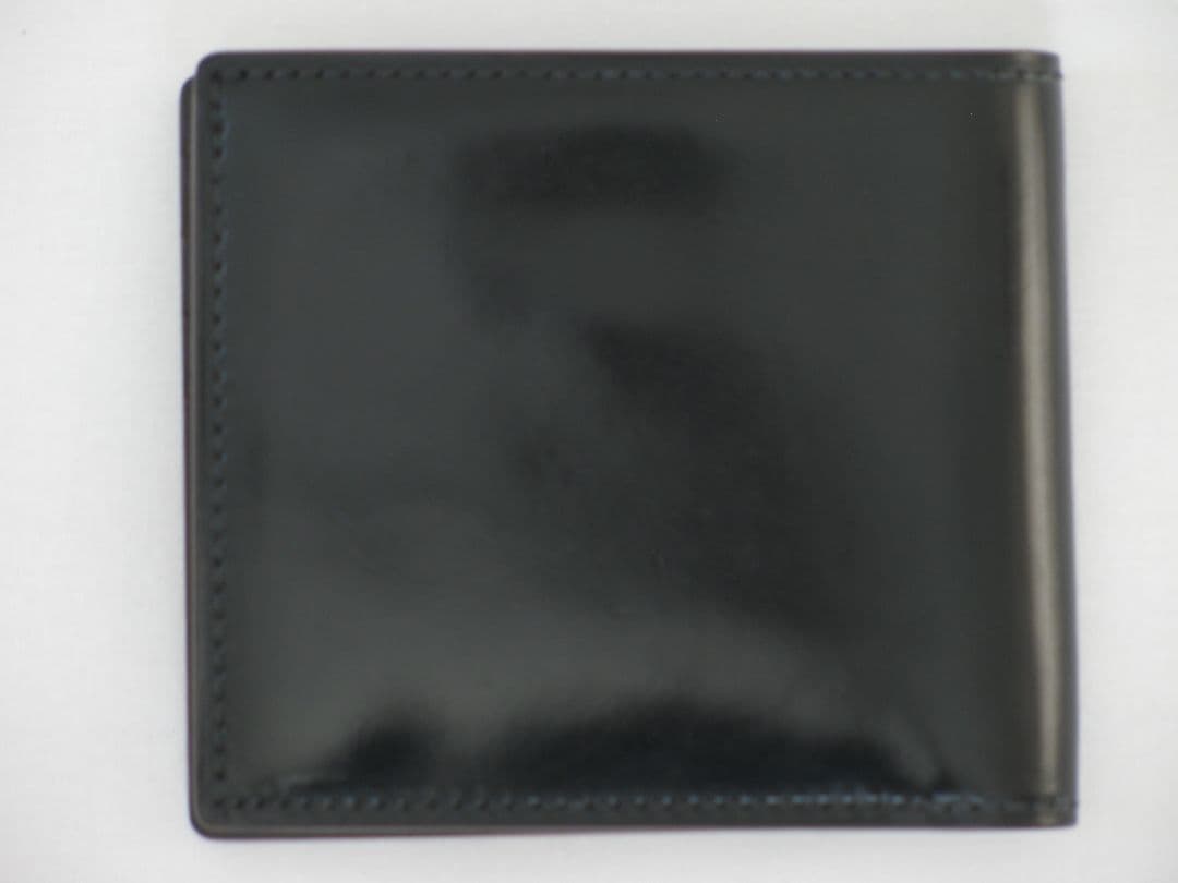 ガンゾ シェルコードバン２　小銭入れ付き 二つ折り財布　黒