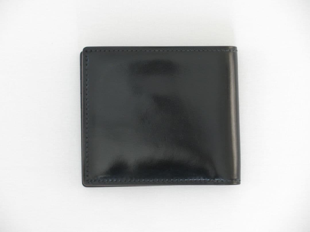 ガンゾ シェルコードバン２　小銭入れ付き 二つ折り財布　黒