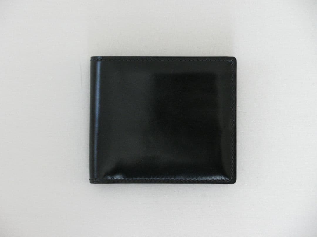 ガンゾ シェルコードバン２　小銭入れ付き 二つ折り財布　黒