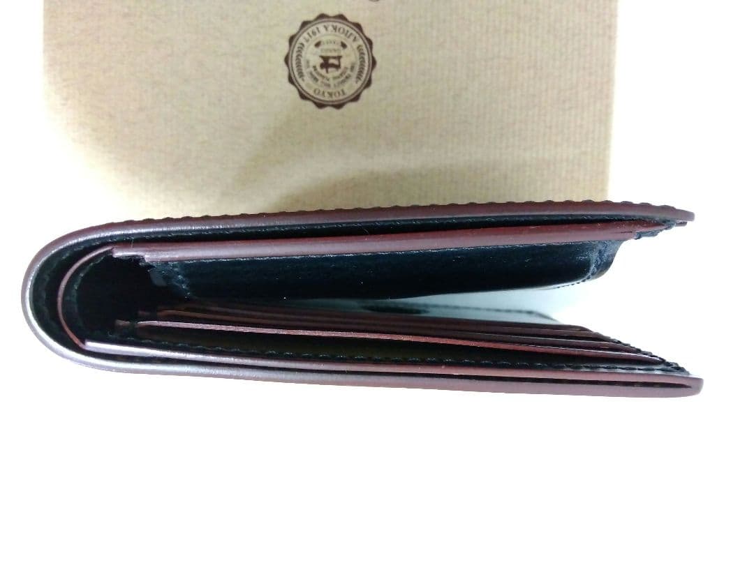 ガンゾ シェルコードバン２　小銭入れ付き 二つ折り財布　黒