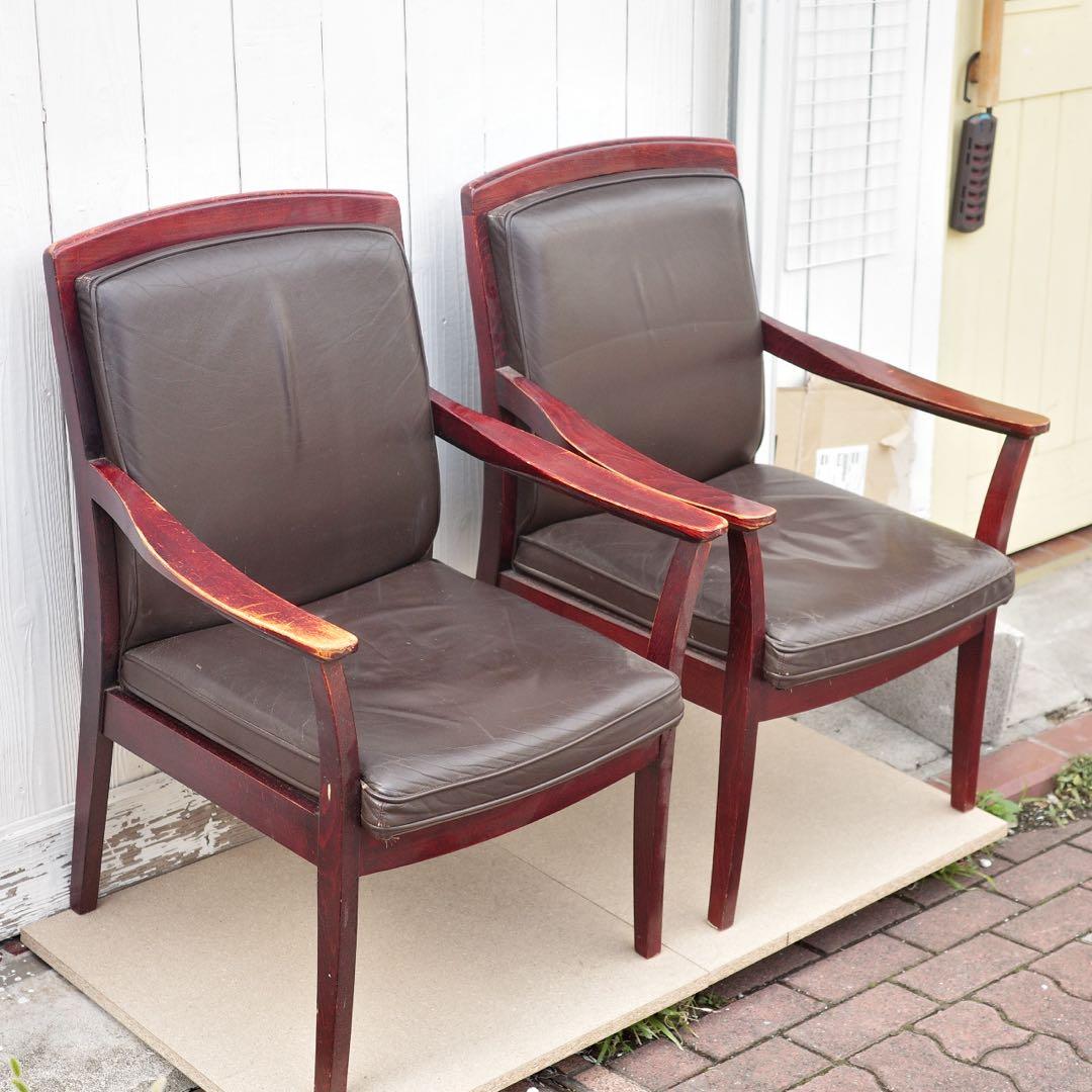 FUJI FURNITURE ヴィンテージ アームチェア二脚セット　自社便