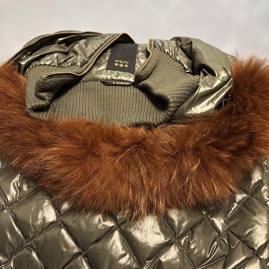 タトラス　ダウンベスト　ナイロン　04 カーキ　ファー付き　大きいサイズ