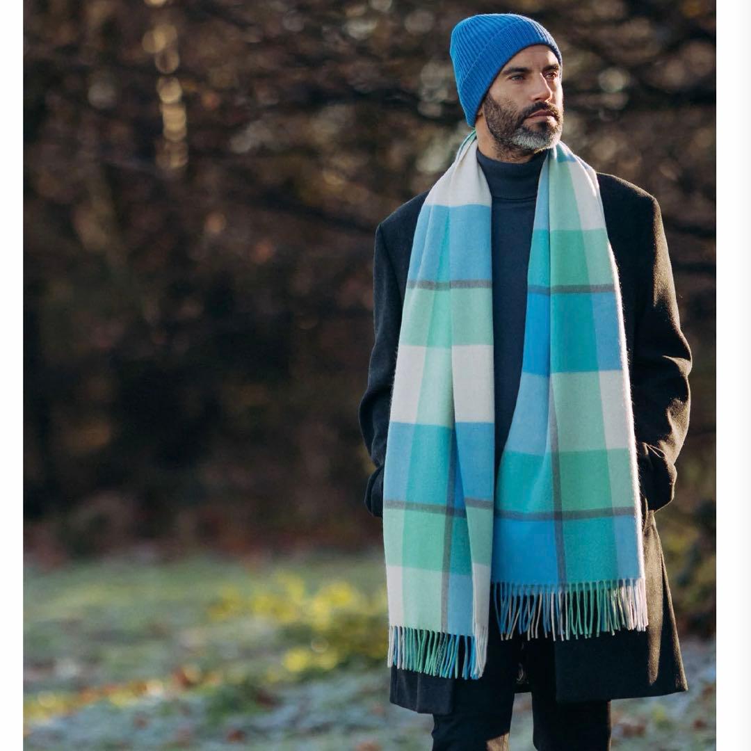 新品タグ付　ジョシュアエリス　大判　ストール　カシミヤ100%ブロックチェック