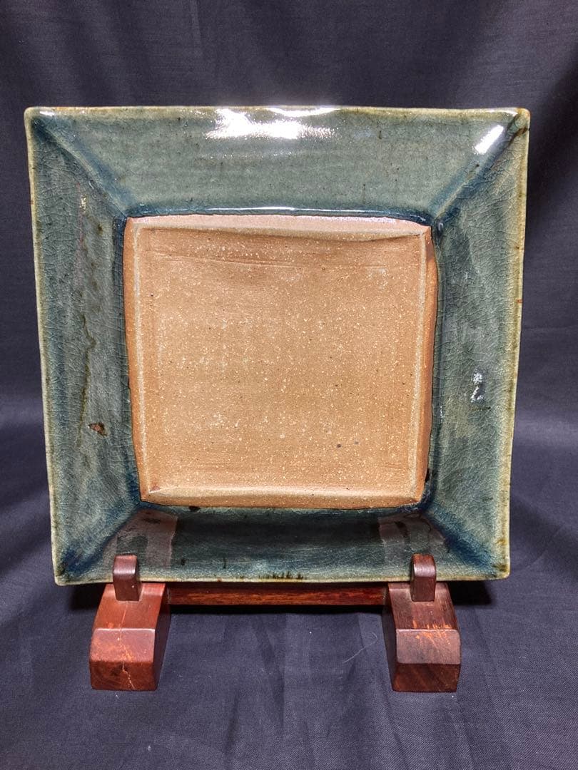 古作 森山窯 森山雅夫 呉須釉角皿　河井寛次郎・武内晴二郎の弟子