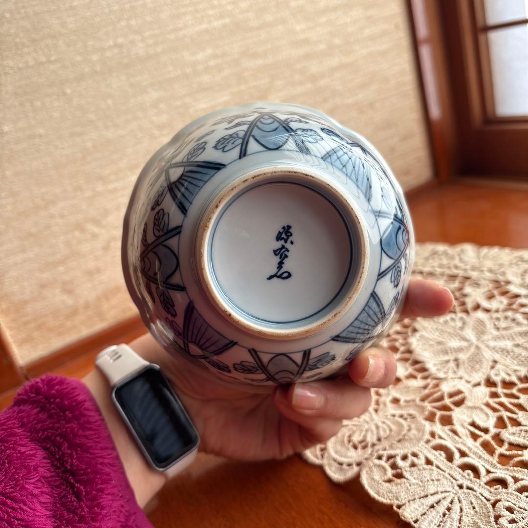 源右衛門　古伊万里　染付菊京花鳥文　小鉢揃