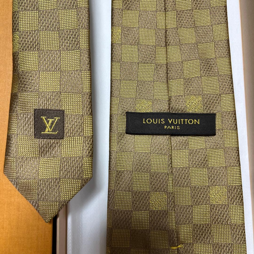 極美品　箱付　LVルイヴィトン　ネクタイ　金ベージュ　ダミエ　派手　結婚式