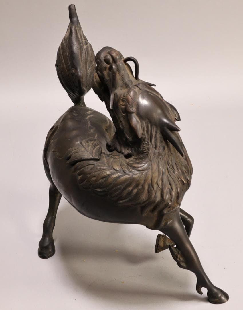 BK441　時代金工　秀雲銘　古銅　麒麟形香炉　高さ29.5㎝　置物 ブロンズ