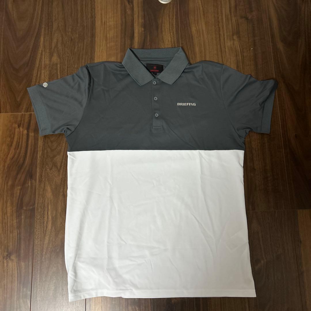 BRIEFING ポロシャツ XL グレー/ホワイト