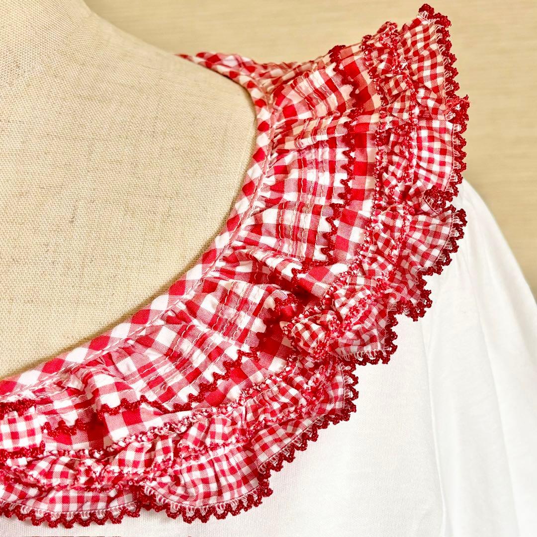 ピンクハウス×青木美沙子ちゃんコラボ ギンガムチェック襟カットソー