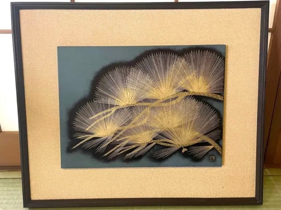 b*o様 【60年以上前の作品】角野岩次「寿松」輪島塗　沈金アート