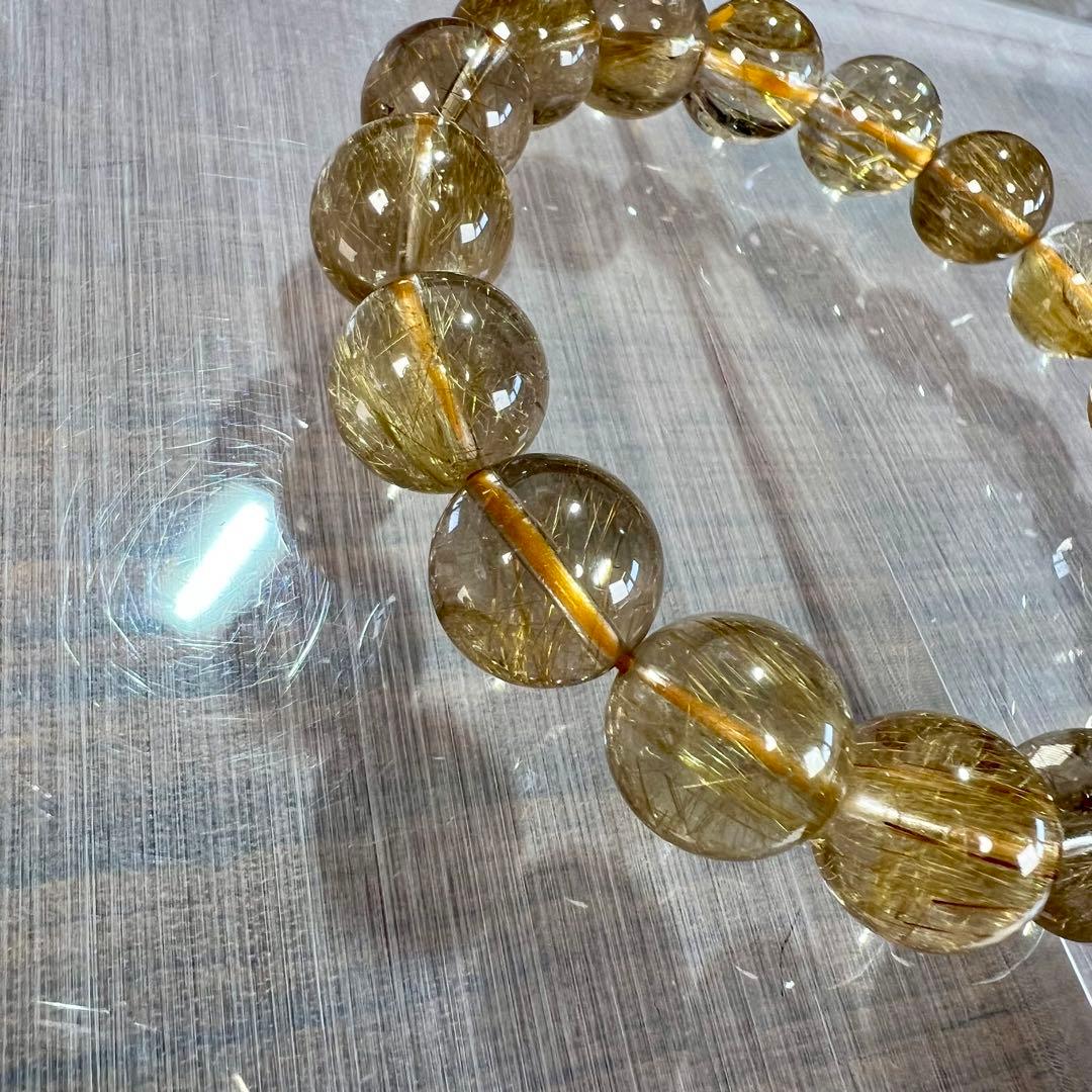 針美しさと透明度抜群　高品質　ゴールドルチルブレスレット　2