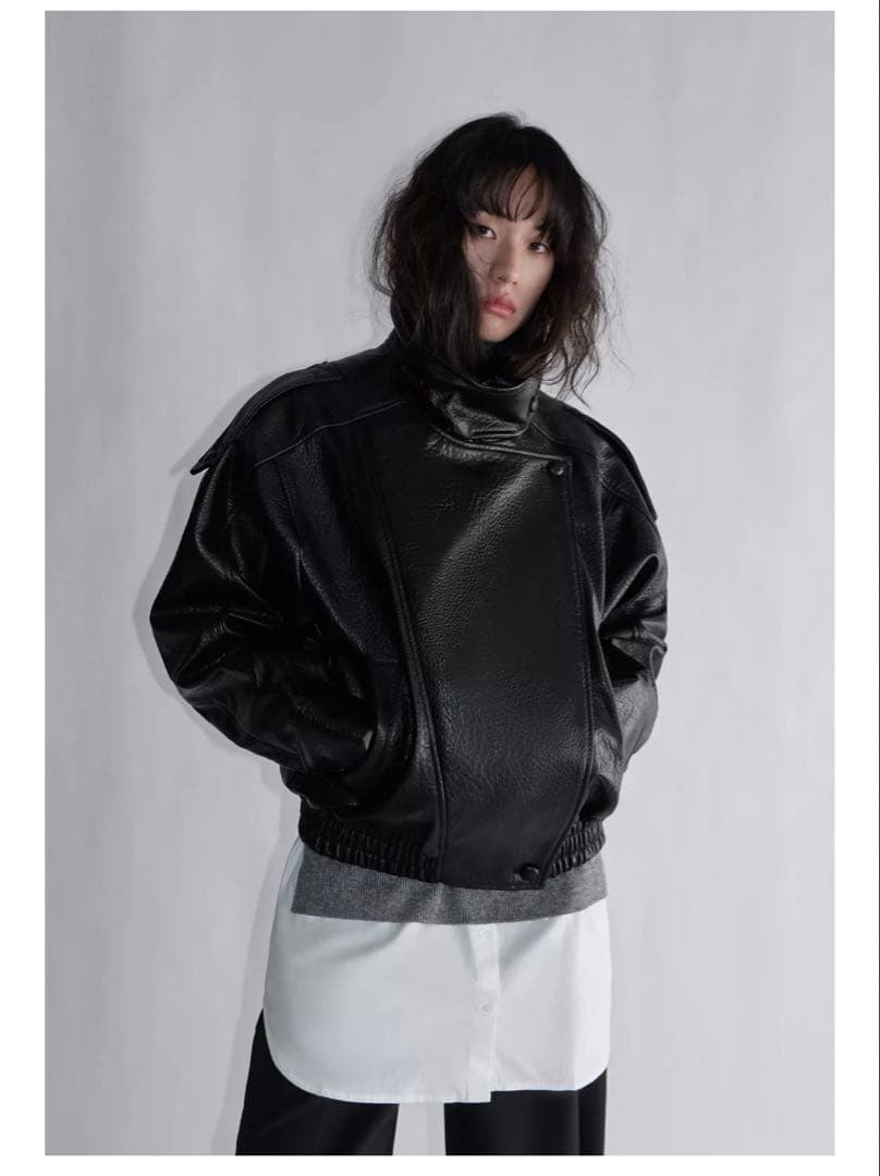 【中古美品】ZARA レザージャケット ブラック Sサイズ