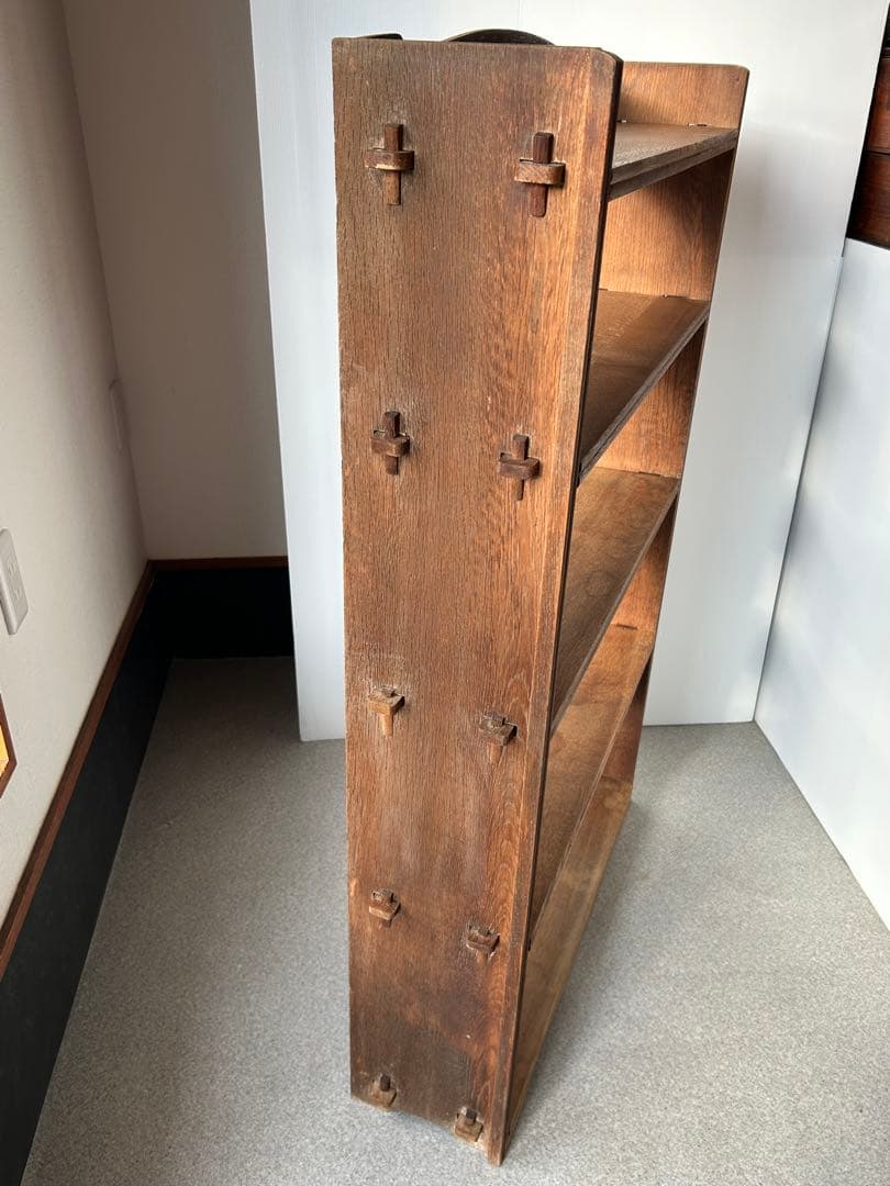 木製収納棚　5段　楔式本棚　食器棚　オープンラック　古家具　古道具　アンティーク