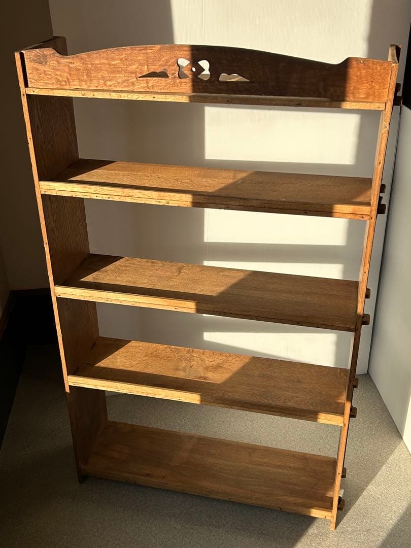 木製収納棚　5段　楔式本棚　食器棚　オープンラック　古家具　古道具　アンティーク
