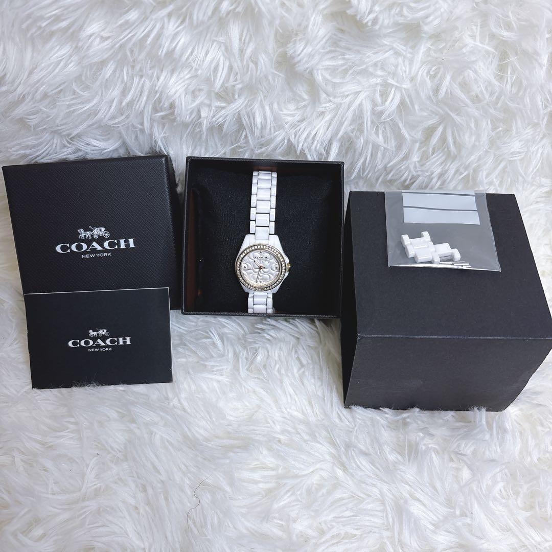 【稼働品】COACH コーチ レディース腕時計 ASTOR セラミック