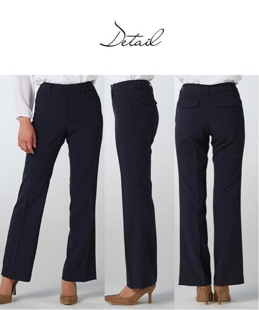 新品☆17号LL♪紺ストライプ♪2パンツスーツ♪ビジネスパンツスーツ☆Q429