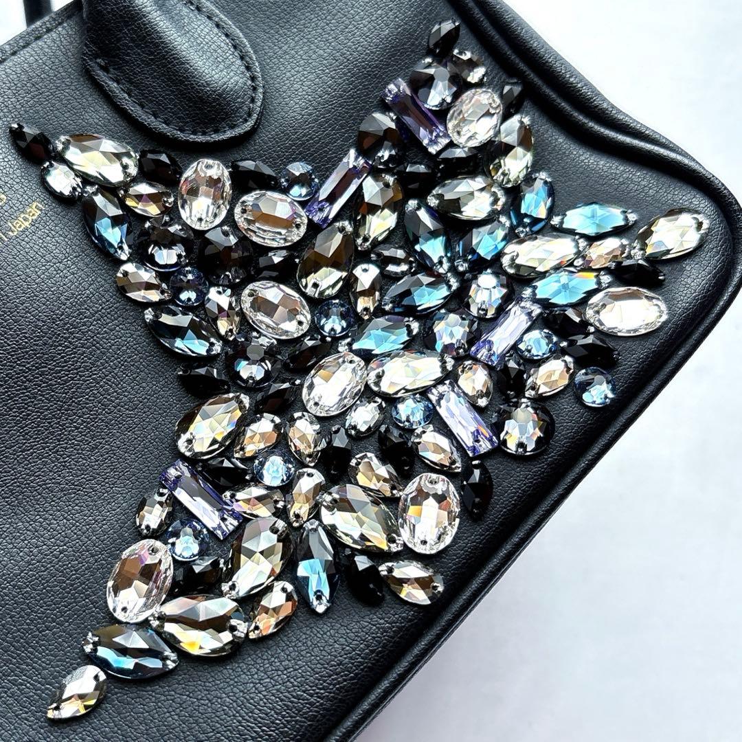 ADMJ スワロフスキー ステラ 星 ダノビオ ミニトートバッグ ブラック 黒