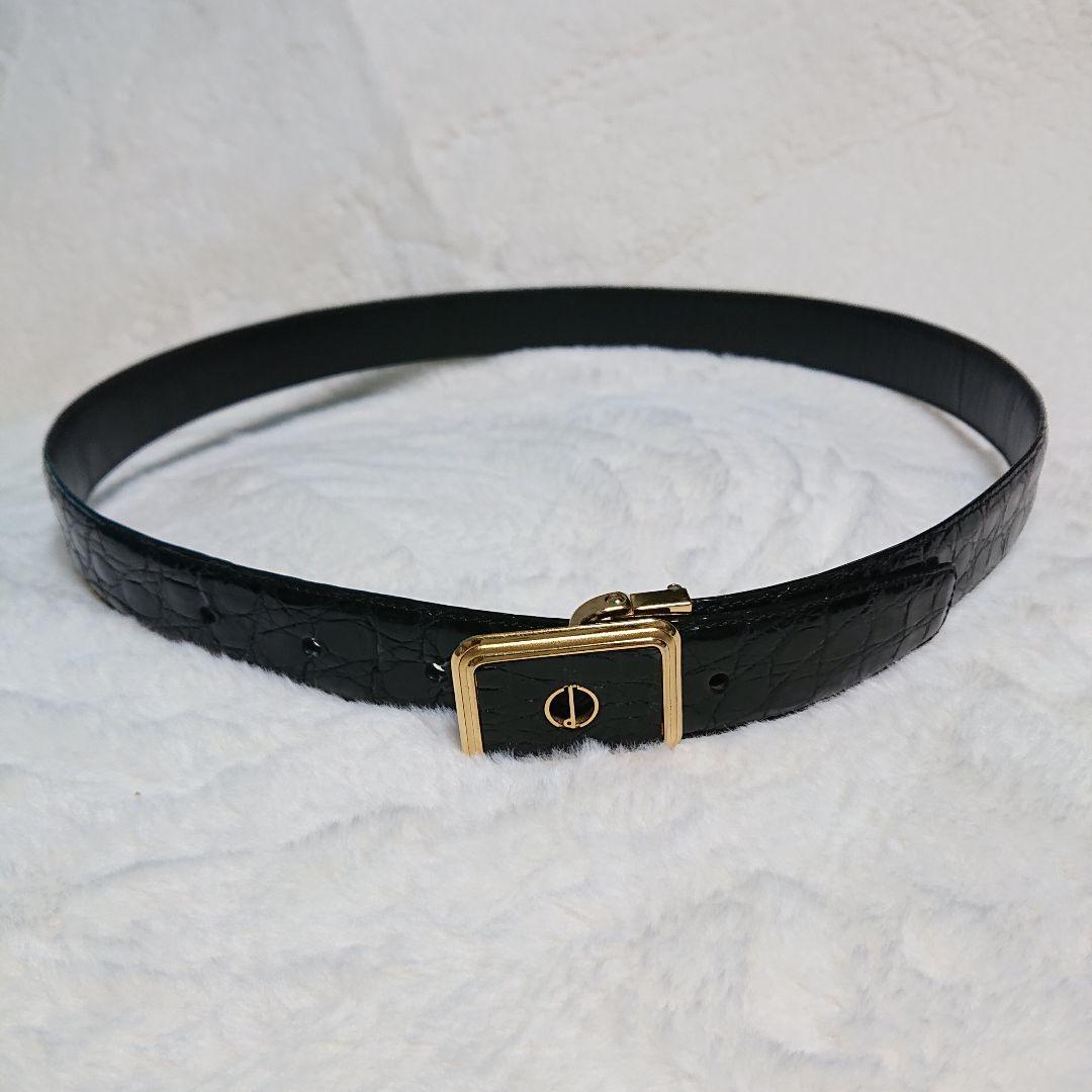 ダンヒル クロコダイルベルト ゴールドバックル dロゴ ブラック