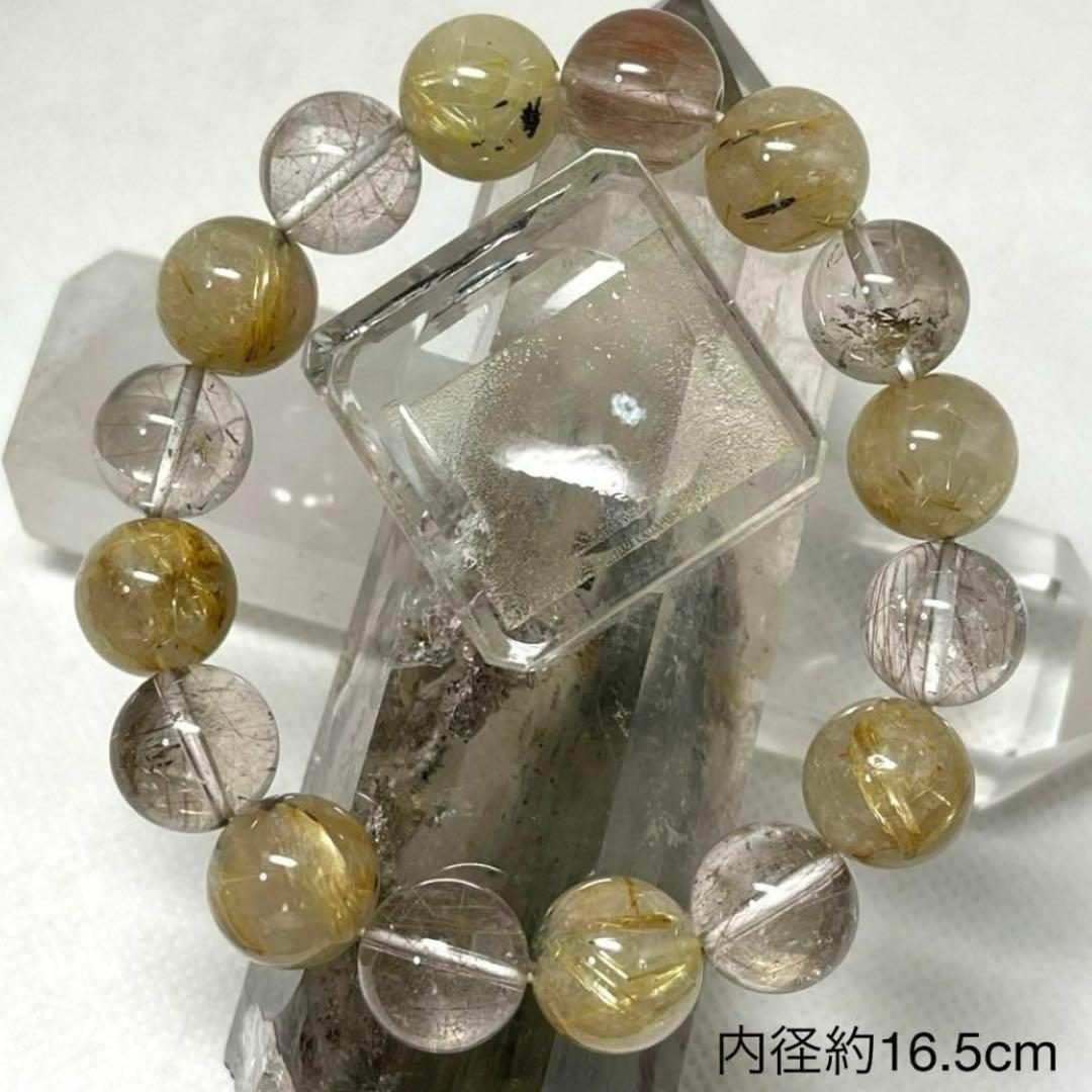 レッドルチル　ルチルクオーツ　パワーストーンブレスレット　内径約16.5cm