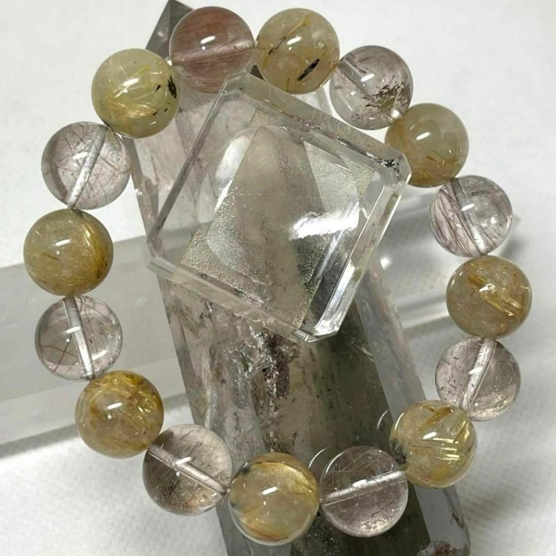 レッドルチル　ルチルクオーツ　パワーストーンブレスレット　内径約16.5cm