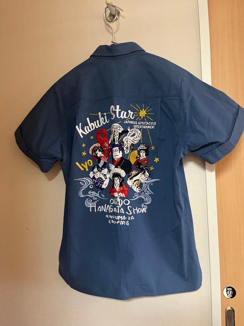 【レア美品】KEITA MARUYAMAケイタマルヤマ 歌舞伎刺繍シャツ ブルー