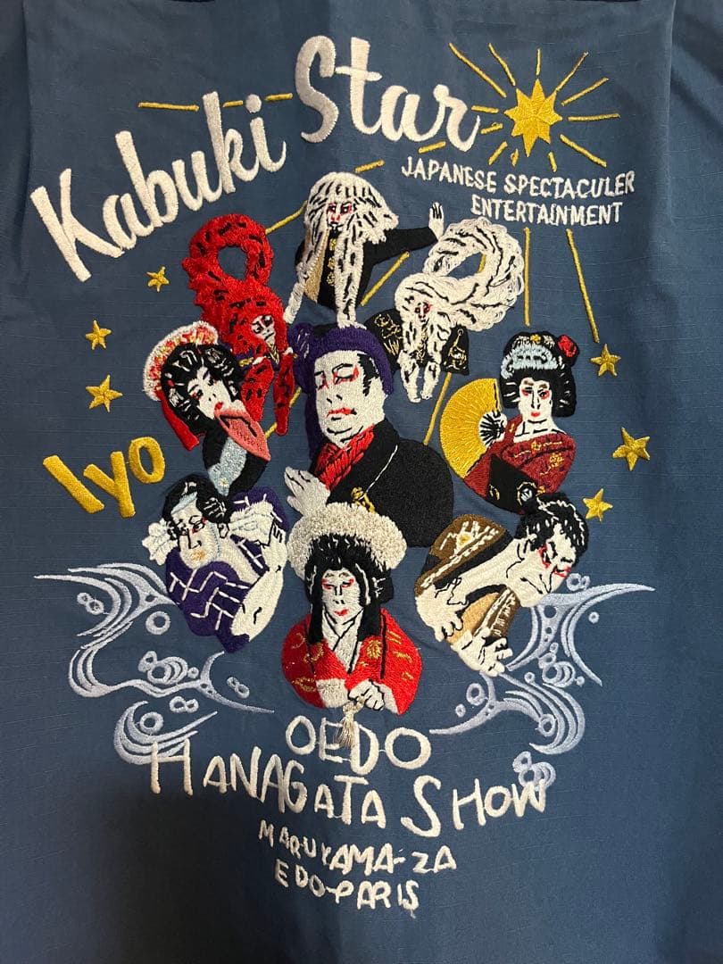 【レア美品】KEITA MARUYAMAケイタマルヤマ 歌舞伎刺繍シャツ ブルー