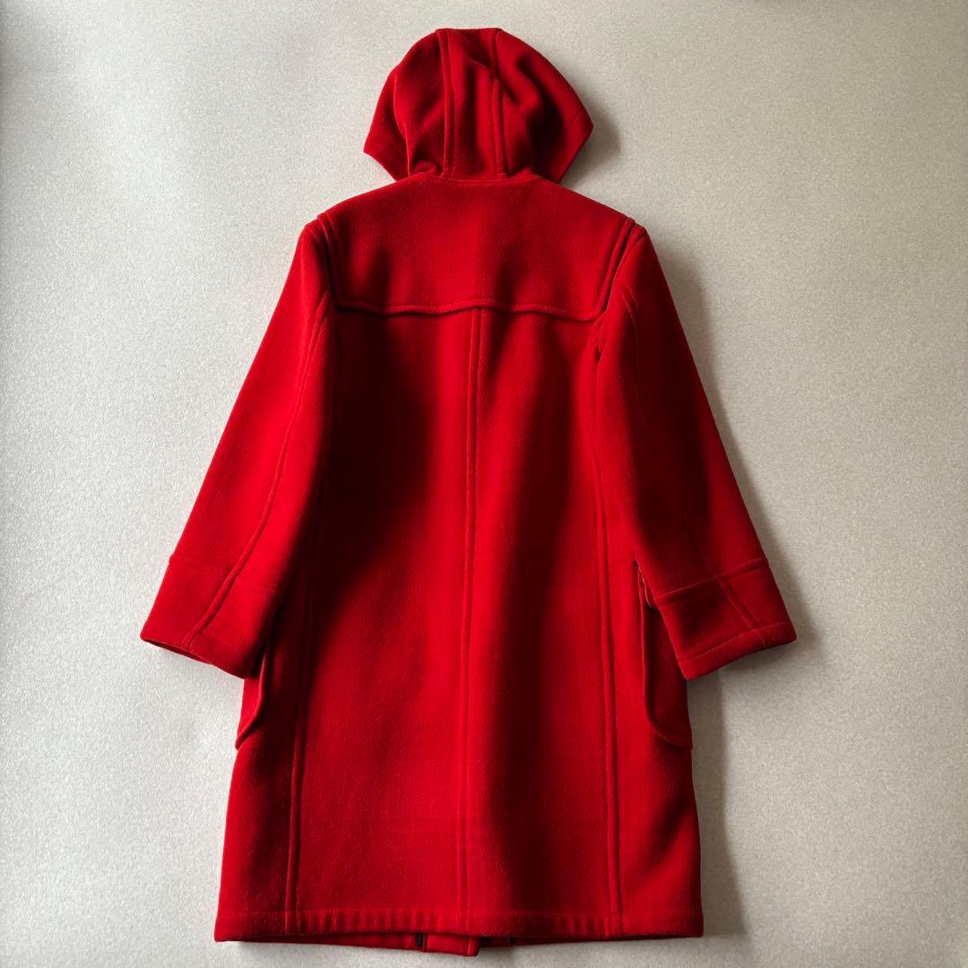 【美品】バーバリー　ウール　ダッフルコート　Ｌ　赤　ノバチェック