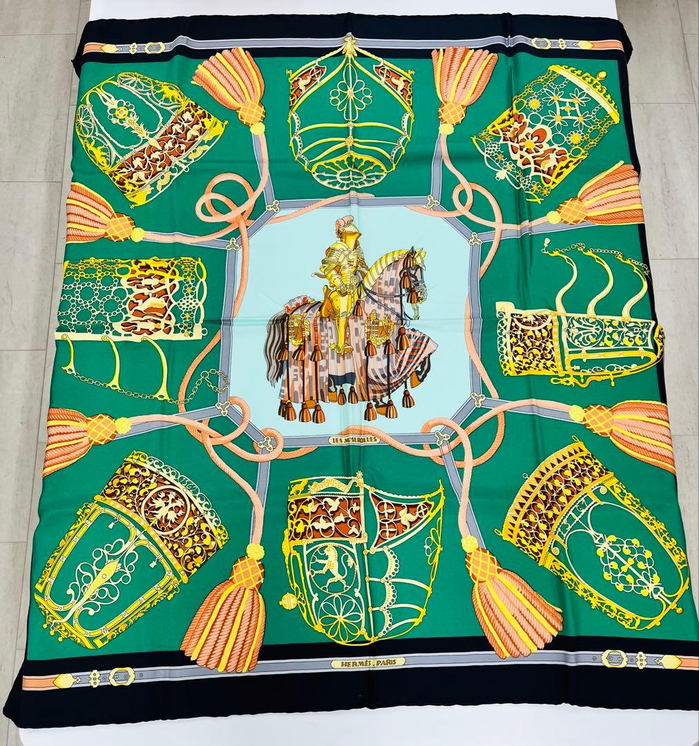 HERMES カレ90シルクスカーフ 馬の騎士 エルメス 箱付き