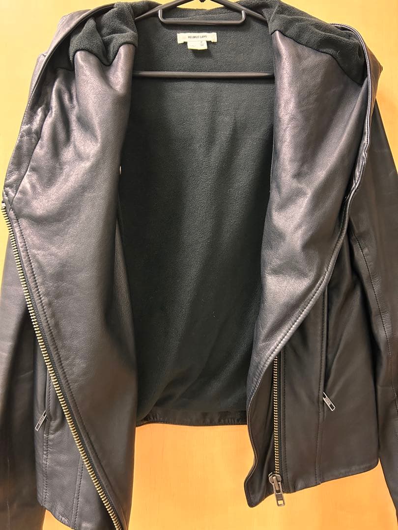 HELMUT LANG フード付きレザージャケット P/TP