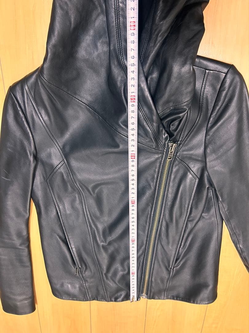 HELMUT LANG フード付きレザージャケット P/TP