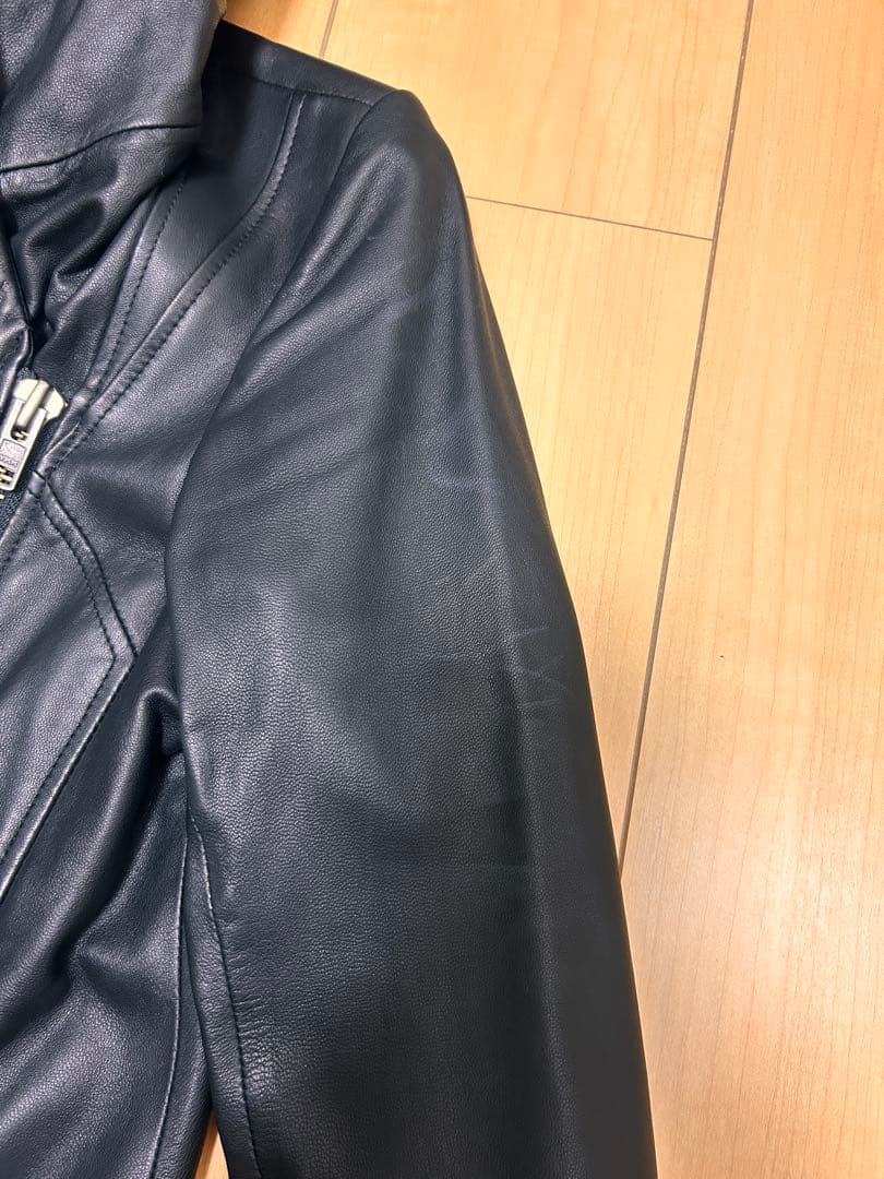 HELMUT LANG フード付きレザージャケット P/TP