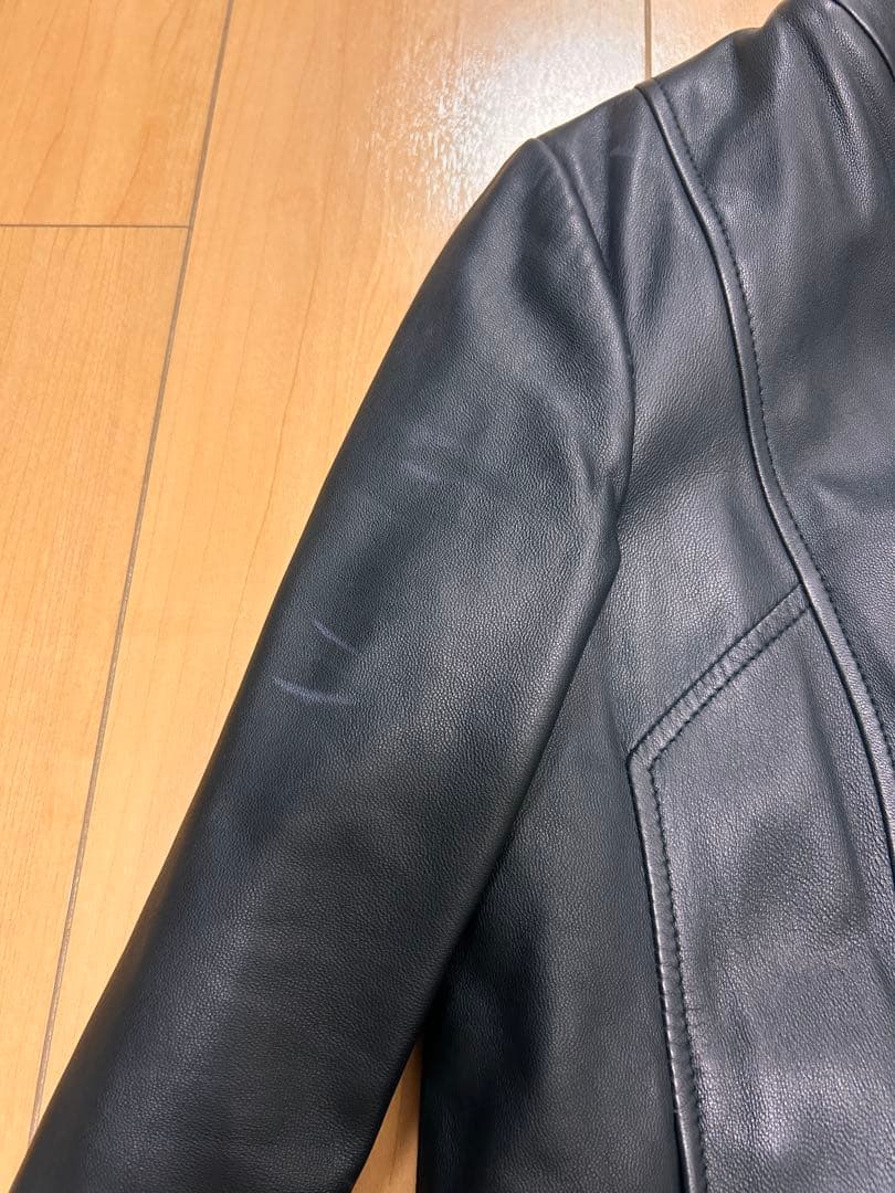 HELMUT LANG フード付きレザージャケット P/TP