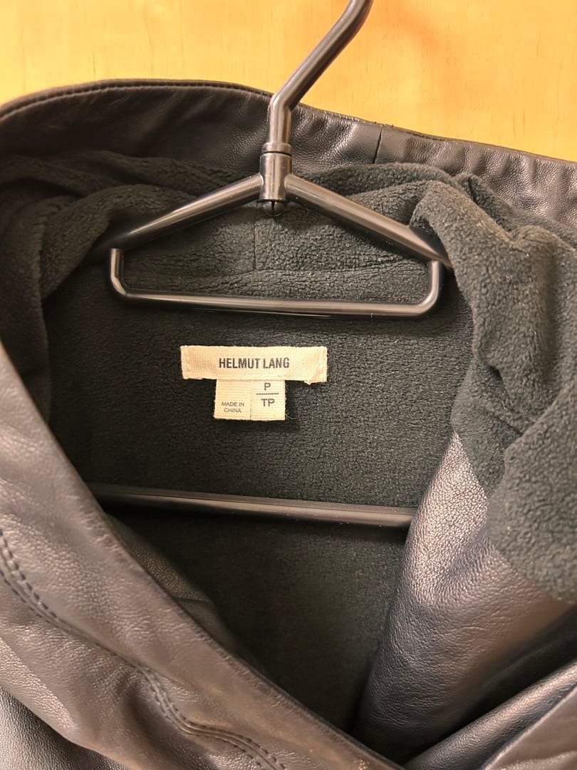 HELMUT LANG フード付きレザージャケット P/TP