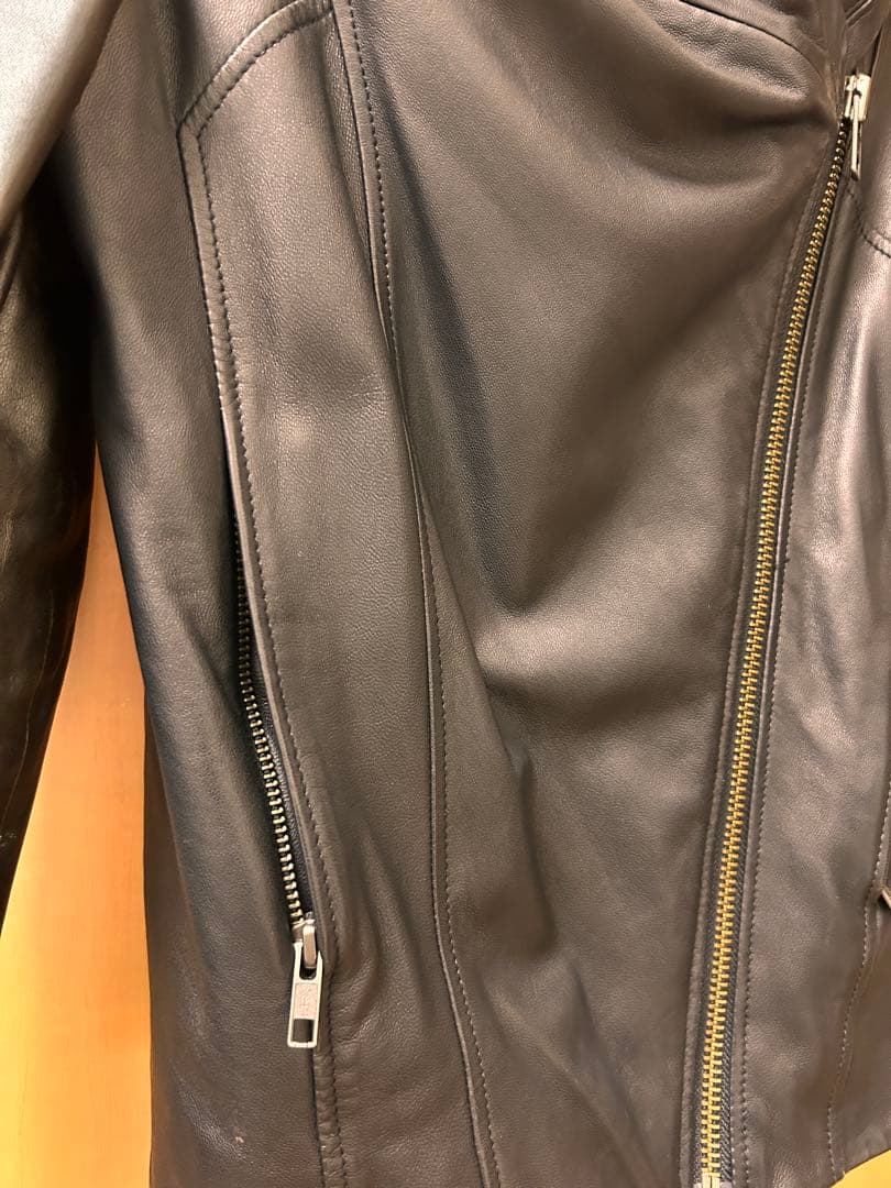 HELMUT LANG フード付きレザージャケット P/TP