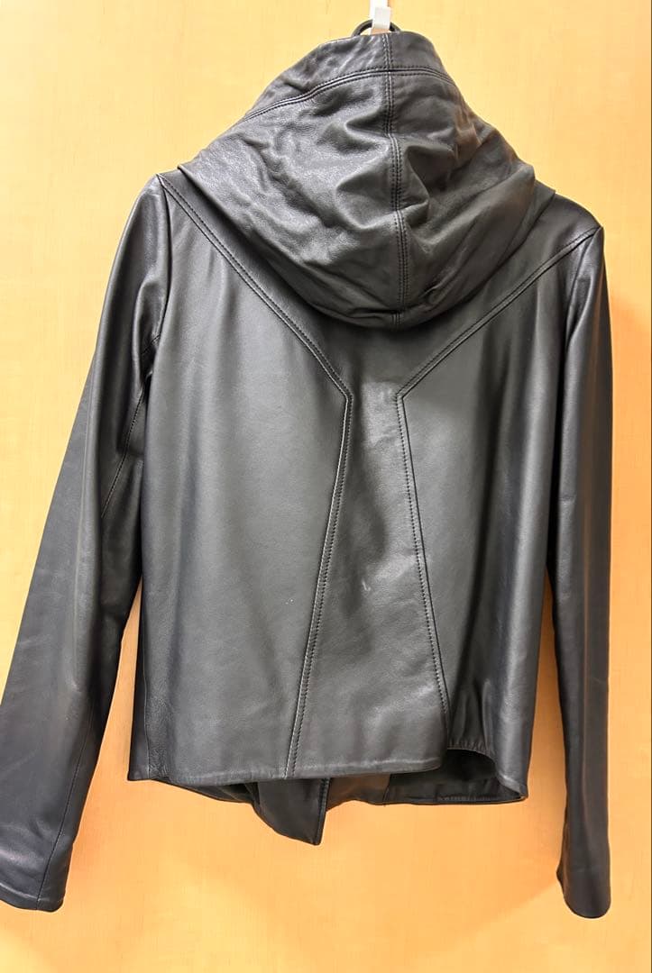 HELMUT LANG フード付きレザージャケット P/TP