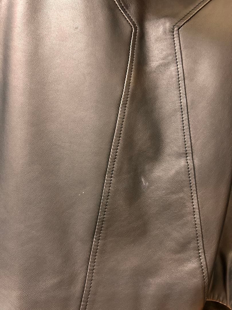 HELMUT LANG フード付きレザージャケット P/TP