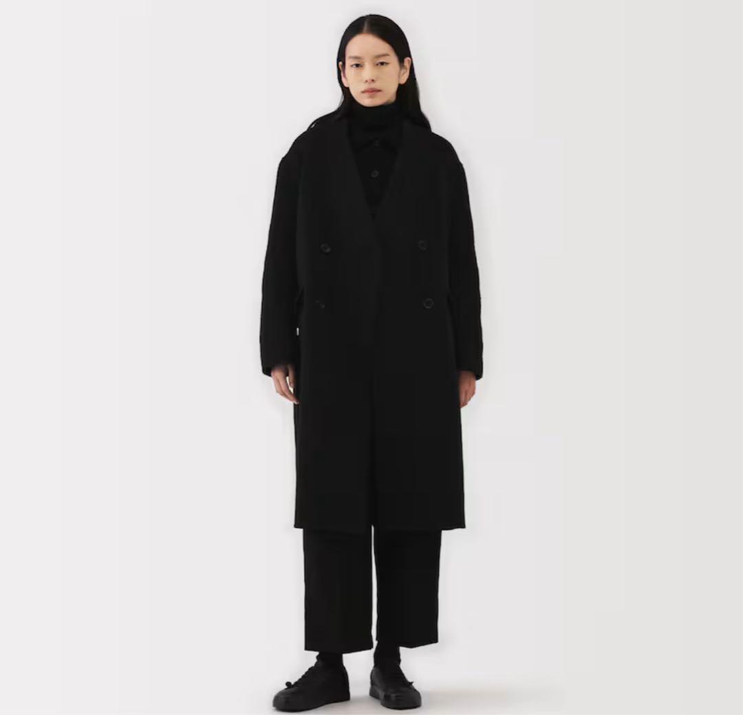MUJILabo カシミヤ混ダブルブレストコート 婦人Ｍ・黒