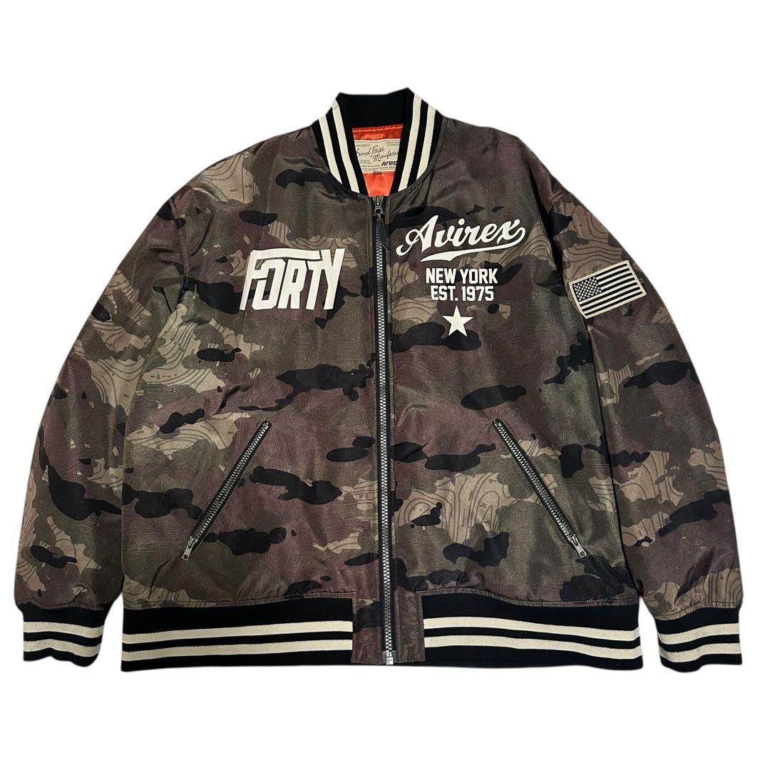 【40周年記念モデル】アヴィレックス　MA-1 カモフラ　刺繍　バックロゴ　XL
