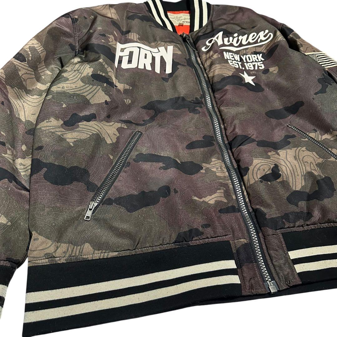 【40周年記念モデル】アヴィレックス　MA-1 カモフラ　刺繍　バックロゴ　XL