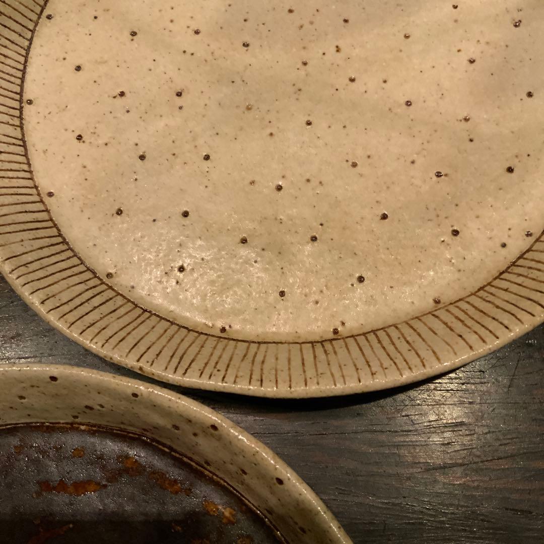 金成潤子 ドット模様 皿2枚セット