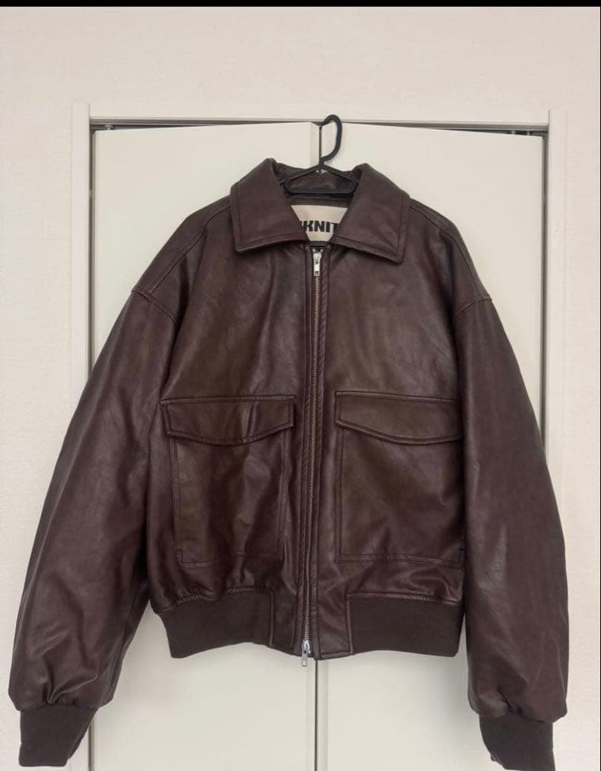 新品nknit NKNIT レザージャケット ユニセックス ブラウン