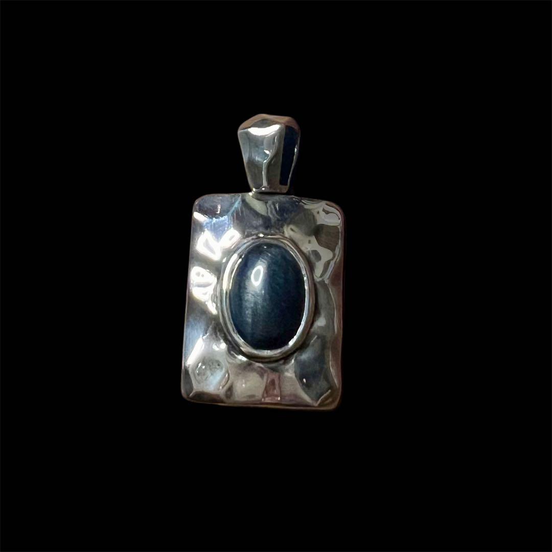SAAD シルバー925 リバーシブル ブルータイガーアイ ペンダントトップ