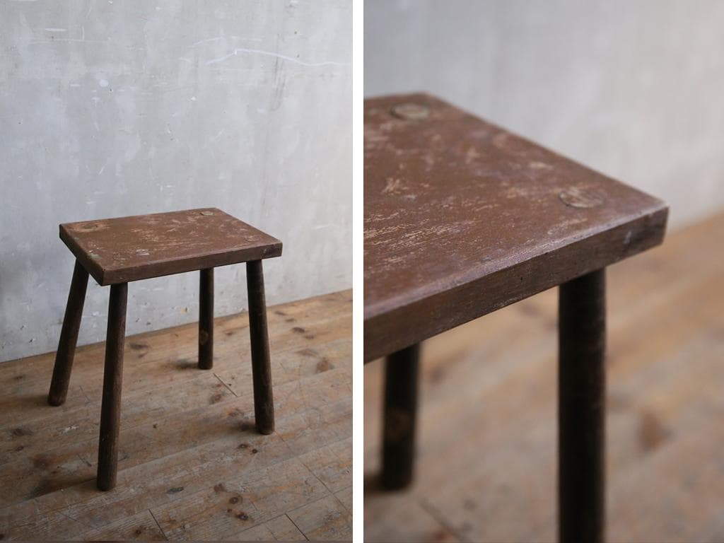 英国アンティーク木製スツール/椅子イス/チェア/花台/飾り棚(79-294)