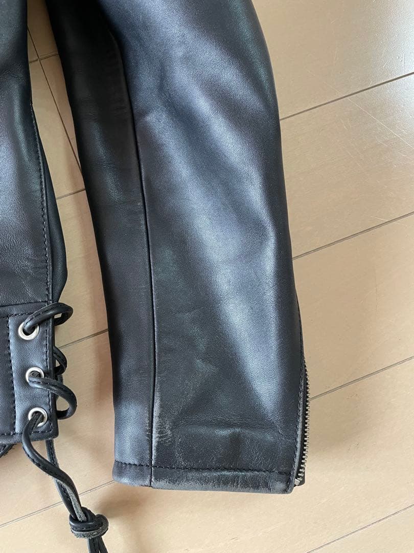 カドヤ　ブラックレザーライダースジャケット　M〜L