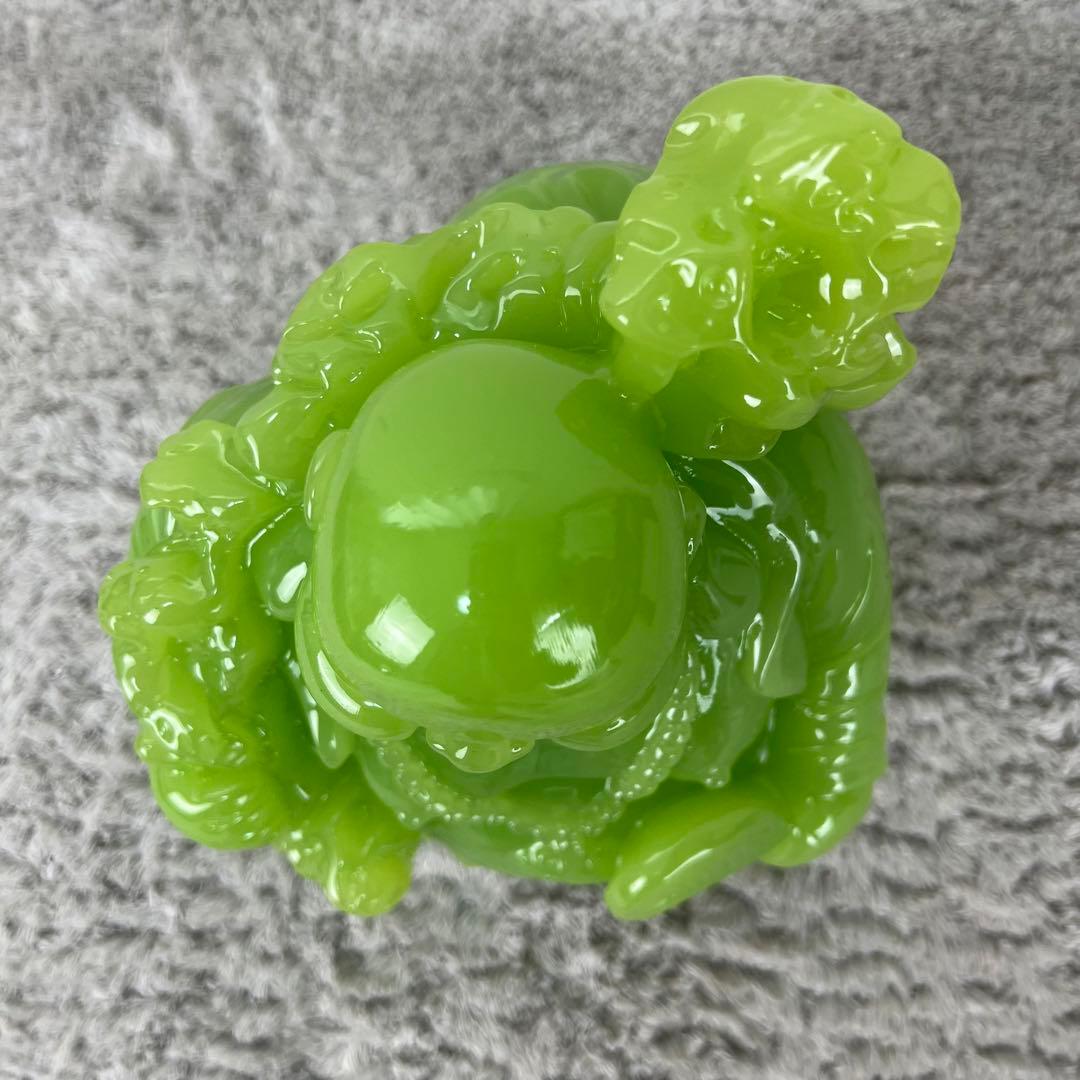 七福神　布袋様　置物　翡翠　グリーン　縁起物