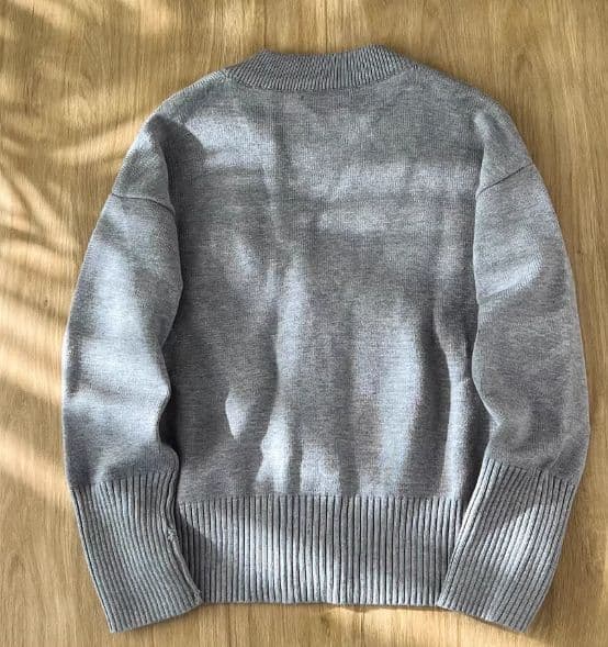 アミパリス　カーディガン　ニット　グレー×ブラック