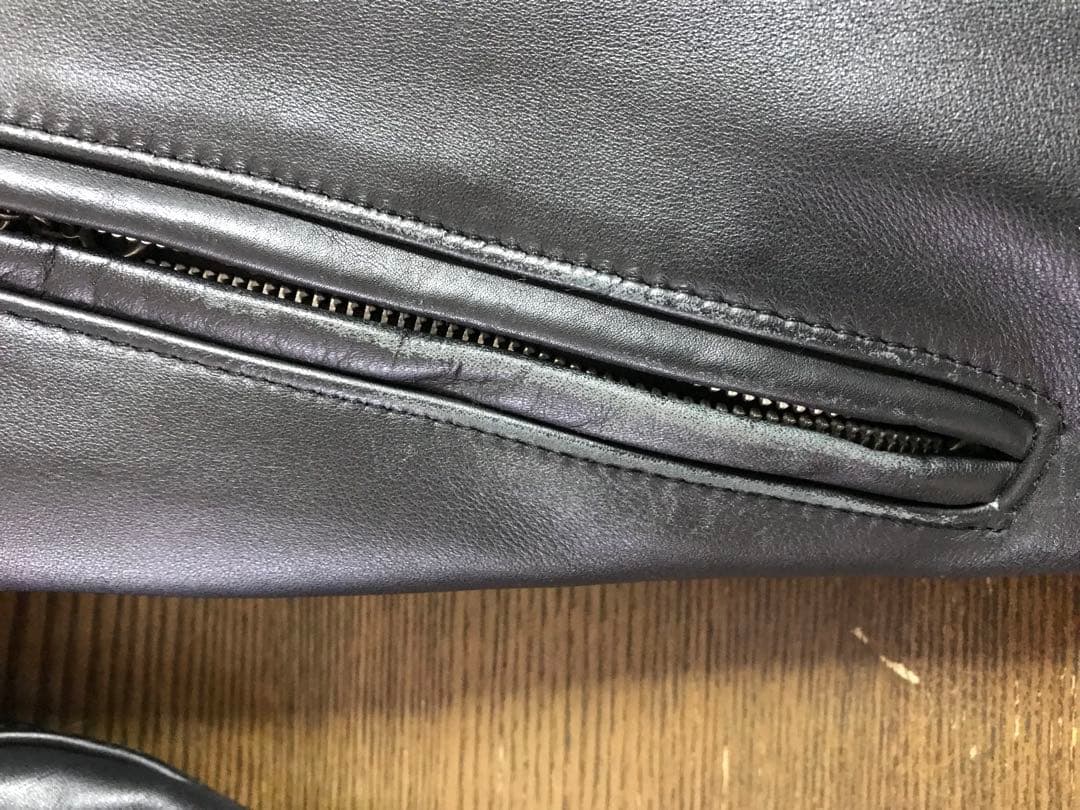 Schott ブラックレザー シングルライダースジャケット 36