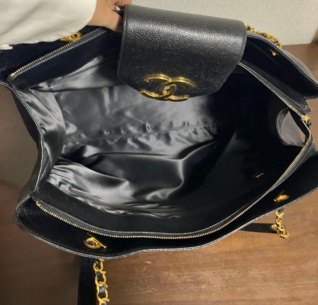 ヴィンテージ★CHANEL スーパーモデルバッグ　ボストン　キャビアスキン　黒