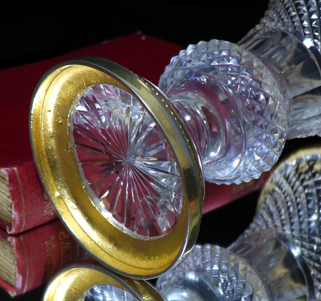 オールド・バカラ 1890年頃 メディシス型 大型金装飾花瓶 ダイヤモンドカット